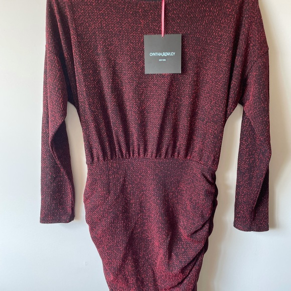 NWT CYNTHIA ROWLEY / LONG SLEEVE METALLIC DRESS - Picture 3 of 6